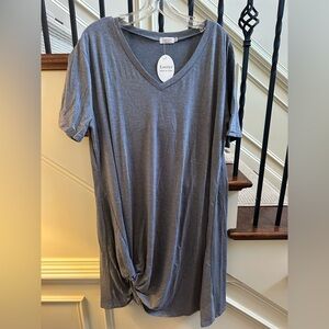 Women's Gray V-Neck Dress Locryz